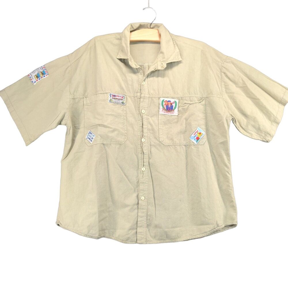 You & Me Manufattura Italiana Mer Mar Button Up Shirt Size Mens XL Short Sleeve